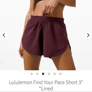 Lululemon Find Your Pace Shorts Burgundy